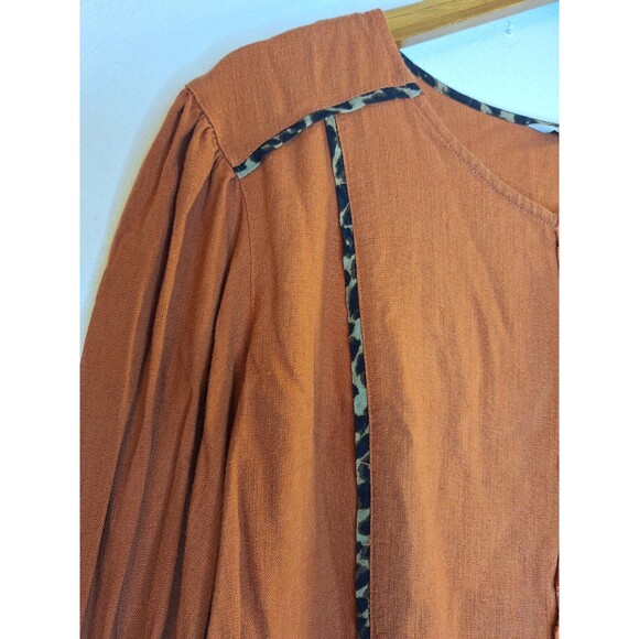 JOHN MARK Popover Top Women's Sz L Animal Trim Coastal Boho Lagenlook Mature - Picture 8 of 14